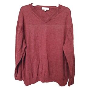 Turnbury Red Extra Fine Merino Wool Men's V-Neck Sweater Size XXL